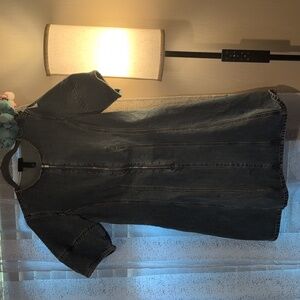 NWT Future Collective Medium Wash Corset Puff Sleeve Denim Mini A-Line Dress S